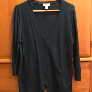 Ann Taylor Loft teal 3/4 sleeve cardigan